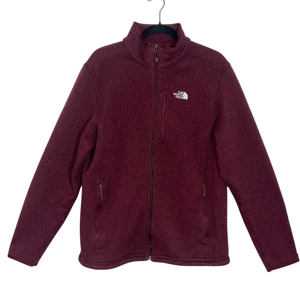 The North Face Men's Maroon full zip up fleece jacket size Large